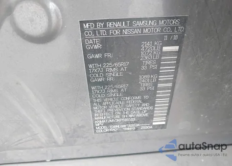 2019 Nissan Rogue Sv from USA, damaged, VIN KNMAT2MV3KP516523